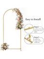 6FTx2.6FT Gold Wedding Arch Backdrop Stand Metal Arched Frame Gold Balloon Arch Stand for Ceremony,Birthday,Wedding Decoration,Gold