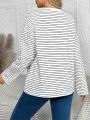 SHEIN Maternity Round Neck Striped Long Sleeve T-shirt