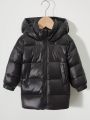 Baby Boys' Casual Zipper Front Hooded Padded Jacket For Autumn And Winter Outdoor Activities