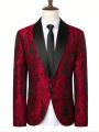 Manfinity Men's Elegant Red Printed Suit