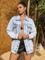 SHEIN SXY Ladies' Simple Casual Denim Jacket