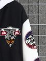 Manfinity Sporsity Men'S Plus Size Colorblock Baseball Jacket With Letter Print