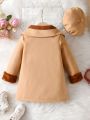 Young Girl Bow Front Double Breasted Overcoat & Hat