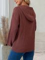 Maternity Zip Up Drop Shoulder Hooded Cable Knit Cardigan