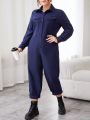 SHEIN Essnce Women's Plus Size Shirt Jumpsuit