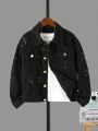 Tween Boy Ripped Flap Detail Denim Jacket Without Tee