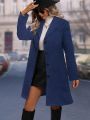 Solid Color Fitted Woolen Coat With Button Closure