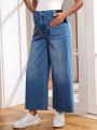 SHEIN Maternity Low Waist Loose Fit Straight Leg Jeans For Casual Wear