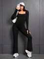 Yoga High Street Long Sleeve Seamless Body Shaping Jumpsuit With Butt Lift Effect, Suitable For Yoga And Daily Wear
