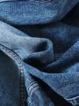 SHEIN Tween Boy Bleach Wash Denim Jacket Without Tee
