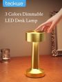 Teckwe Table Lamp,Decorative Lights,Touch Control Retro Metallic Table Lamp With 3 Color Temperature & Rechargeable Suitable For Bedroom Room Decoration On Various Desktops