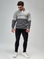 Manfinity Men Geo Pattern Quarter Zipper Drop Shoulder Sweater