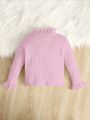 SHEIN Baby Girls' Cute Round Neck Pullover Sweater, Long Sleeve