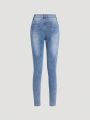 SHEIN Teenage Girl's Ripped Distressed Jeans With Pockets