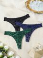 SHEIN 3pcs Solid Color Lace Thong