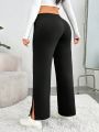 SHEIN CURVE+ Plus Size Women's Slit Hem Pants