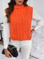 SHEIN LUNE 1pc Turtleneck Cable Knit Sweater Vest