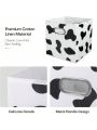2Pcs Storage Cubes Set Cow Print Large Cotton Linen Storage Bins Boxes Baskets with Handles Foldable Closet Shelf Organizer Container for Home Office