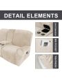 2 Seater Recline Chair Sofa Cover Velvet Stretch Recliner Loveseat Sofa Cover with Center Console Sofa Slipcover