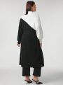 Sylvia Mollie Plus Two Tone Drop Shoulder Open Front Longline Cardigan