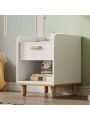 Modern White Modern Nightstand, 2-Tier Side Table with Drawer and Storage Shelf, Bedside Table End Table, Modern Night Stand for Bedroom, Home Office,White