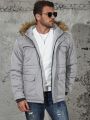 Men's Plus Size Hooded -padded Jacket With Collar