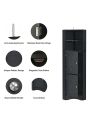 Tall Bathroom Corner Cabinet, Freestanding Storage Cabinet with Doors and Adjustable Shelves, MDF Board, Black