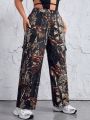 SHEIN ICON Plus Size Full Printed Denim Jeans
