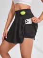SHEIN Tennis Casual Sport Skort With Tennis Pocket And Mobile Phone Pocket