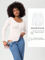 Ladies' Solid Color Long Sleeves Bodysuit For Body Shaping