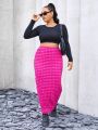 SHEIN Coolane Women'S Plus Size Bubble Crinkled Long Skirt
