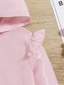 SHEIN Baby Girl Casual Pink Ruffle Trimmed Long-Sleeve Hooded Wind Jacket