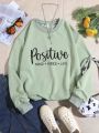 Teenage Girls' Letter Print Round Neck Sweatshirt