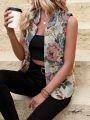 Random Floral Pattern Vest Jacket