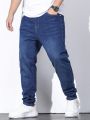 Extended Sizes Men's Plus Size Denim Jeans With Pockets