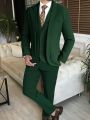 Men's Solid Color Button Decorated Fashionable Suit Set