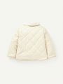Cozy Cub Baby Boy Borg Collar Flap Detail Quilted Coat Without Sweater