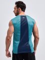Men Color Block And Letter Graphic Sports Tank