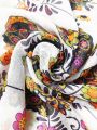 1 Halloween Gift Retro Style Skull Flower Print Voile Scarf That Can Be Used As A Headscarf