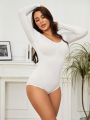 Ladies' Solid Color Long Sleeves Bodysuit For Body Shaping