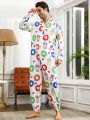Men'S Donut Pattern Printed Pajamas