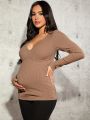 SHEIN Maternity Striped Long Sleeve T-Shirt