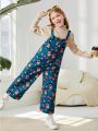 Elenapugger Tween Girl 1pc Cartoon Graphic Overall Jumpsuit Without Sweater