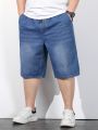 Manfinity Men Drawstring Waist Bermuda Denim Shorts