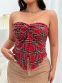 SHEIN Qutie Plus Size Women's Plaid All-match College Style Top/ivy League Top
