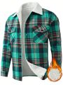 Manfinity Homme Men's Long Sleeve Woolen Plaid Jacket