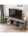 TV Stand Storage Media Console Entertainment Center, without Drawer, Grey Walnut