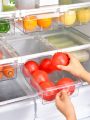 SHEIN Basic living 1Pc Fridge Drawer Organizer,Refrigerator Organizer Bins,Under Shelf Storage Drawer,Fridge Storage Box Shelf Holder,Pull Out With Handle,Clear Container For Food,Drinks,Fit for Fridge Shelf Under 0.6,Kitchen Storage Supplies,
