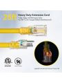 DEWENWILS 12/3 Gauge Indoor/Outdoor Extension Cord with LED Lighted End, SJTW 15 Amp/125V/1875W Yellow Outer Jacket Contractor Grade Heavy Duty Power Cable with Grounded Plug, ETL Listed
