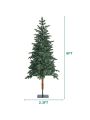 Costway 6ft Pre-Lit Artificial Hinged Pencil Christmas Tree w/250 Lights and Metal Stand
